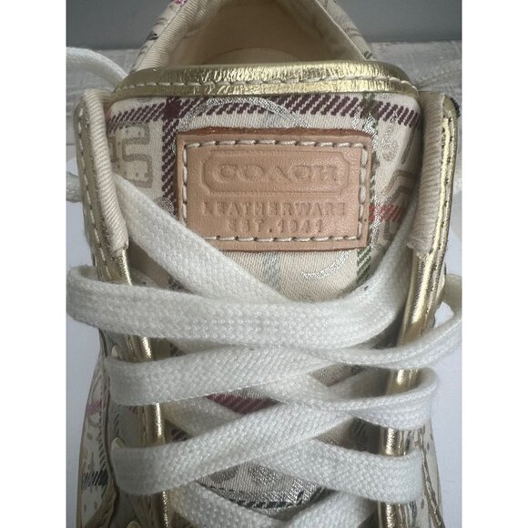 Coach Womens Barrett Tattersall Sneakers Plaid Canvas Size 8B - Picture 2 of 14